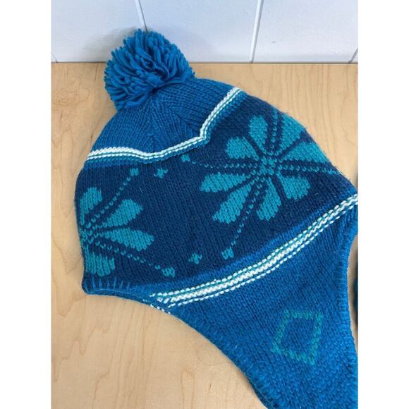 Cute Blue Winter Hat with PomPom and Ties - Picture 1 of 6